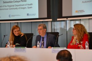 Sandra García Armesto, Sebastián Celaya y Paloma Casado en la inauguración de las Jornadas #PatientinHTA