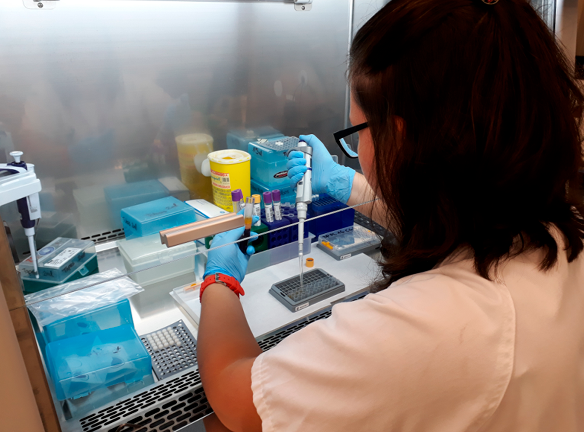 Imagen persona trabajando en laboratorio con muestras Biobanco