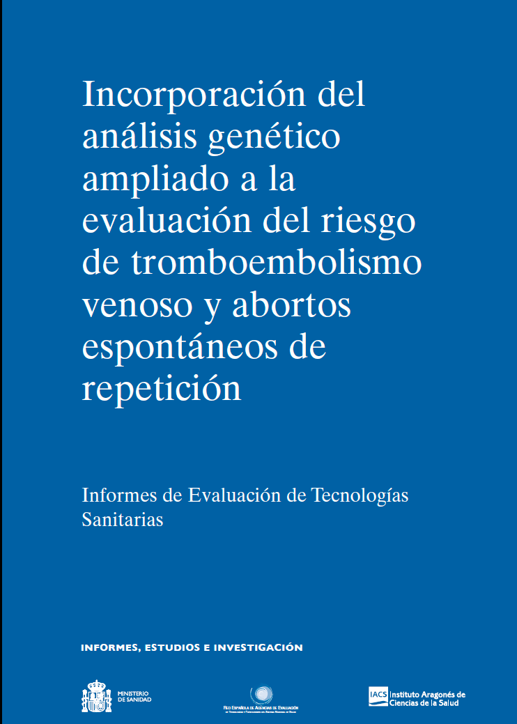 portada Incorporación del análisis genético ampliado a la evaluación del riesgo de tromboembolismo venoso y abortos espontáneos de repetición