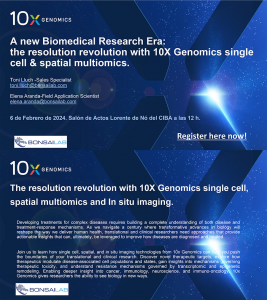 Cartel seminario El SCT de Secuenciación y Genómica Funcional organiza un seminario para conocer las aplicaciones del nuevo equipamiento Chromium iX