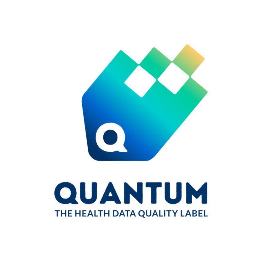Logotipo vertical de Quantum (The Health Data Quality Label)