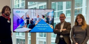 Juan González, Enrique Bernal y Silvia Moler, del IACS, en la reunión del kick off del proyecto SHAIPED