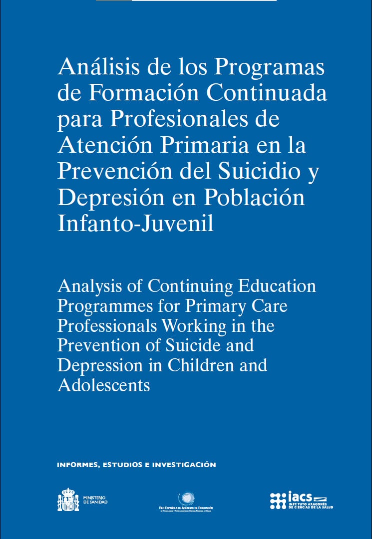 Portada del informe técnico Análisis de los Programas de Formación Continuada para Profesionales de Atención Primaria en la Prevención del Suicidio y Depresión en Población Infanto-Juvenil