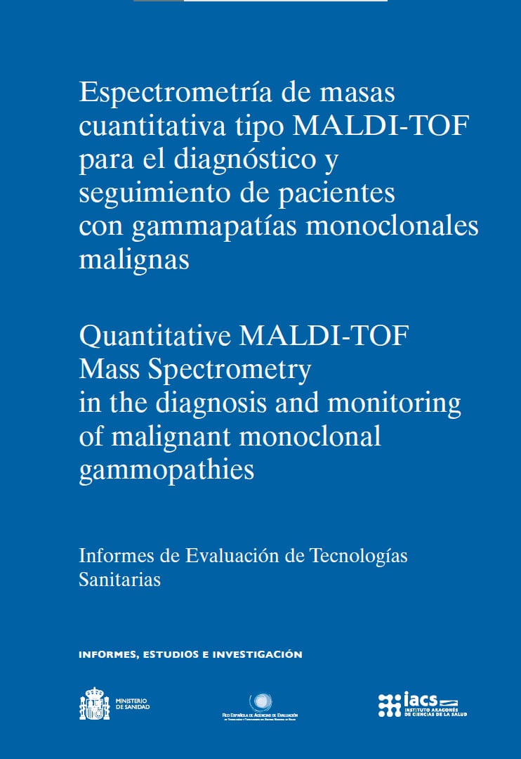 Informe de Espectrometría de masas cuantitativa tipo MALDI-TOF para el diagnóstico y seguimiento de pacientes con gammapatías monoclonales malignas, portada