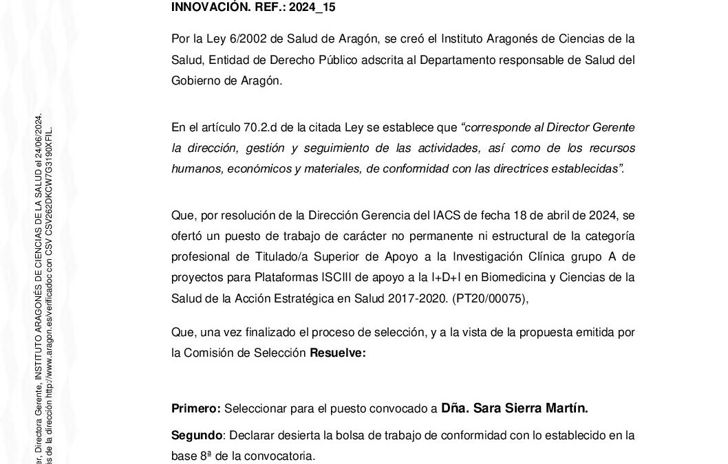 NOMBRAMIENTO 2024_15 SARA SIERRA