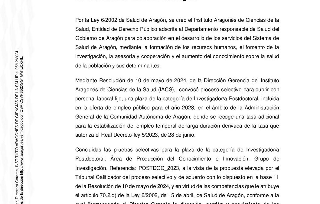NOMBRAMIENTO POSTDOC_2023 ESTER ANGULO